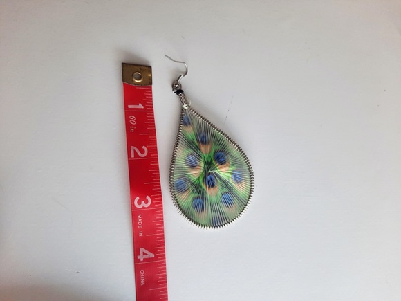 🎈 3 for $10🎈Dangling Peacock Pattern Silk Thread Teardrop Earrings - Picture 6 of 7